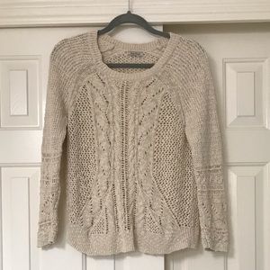 Lucky Brand cable lace sweater cream